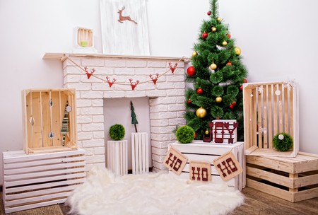 Photo of interior of room prepared for celebrating Christmas dayの写真素材