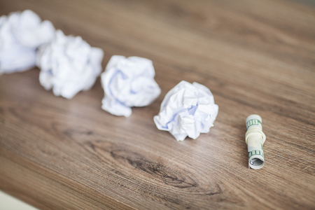 Great idea concept. Standing out of the crowd. Dollars photo.の写真素材