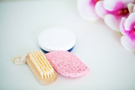 Set for spa and cellulite removal on white backgroundの写真素材