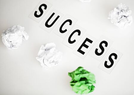 Success word written on white table. Copy spaceの写真素材
