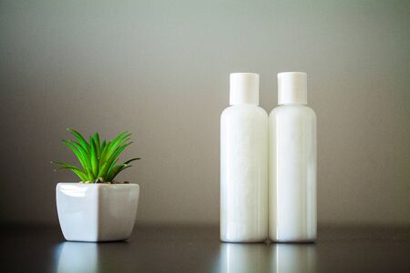 Shower supplies. Composition cosmetic products of spa treatmentの写真素材