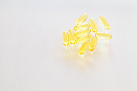 Omega 3 fish oil yellow soft gel capsulesの写真素材