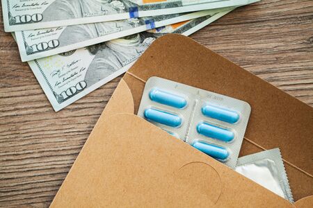 Medical potency pills for sexual health in capsules.の写真素材