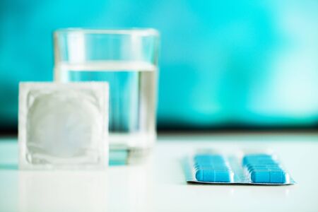 Medical potency pills for sexual health in capsules.の写真素材