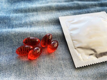 Medical potency pills for sexual health in capsules.の写真素材