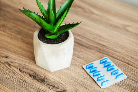 Medical potency pills for sexual health in capsules.の写真素材