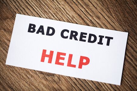 Credit concept. Bad credit written on white card.