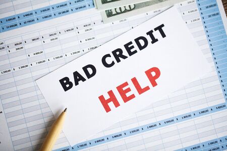 Credit concept. Bad credit written on white card.の写真素材