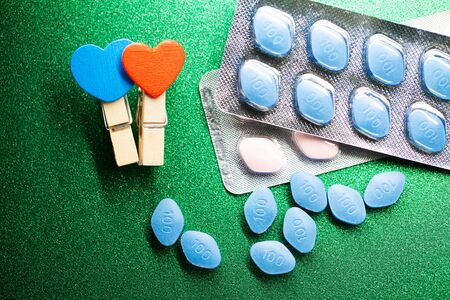 Pill for mens health and Valentine day background.の写真素材