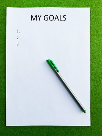 Document with title my goals, top view.の写真素材