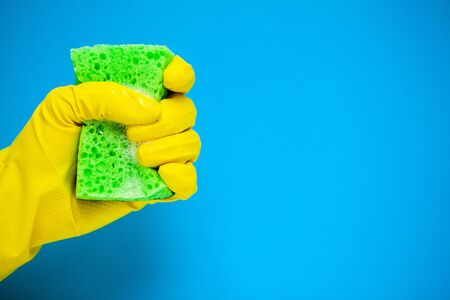 Product for professional cleaning on blue background.の写真素材