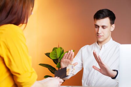 The employee offered a bribe for a favorable contract signing