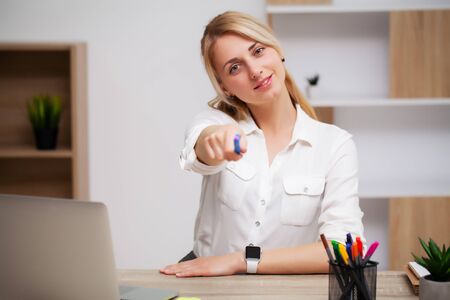 Business woman manager working with documents in the officeの写真素材