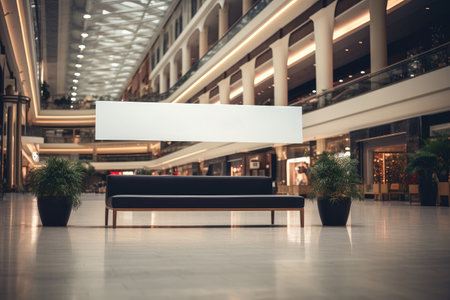 Mall with banner for text in gallery lobby.の素材