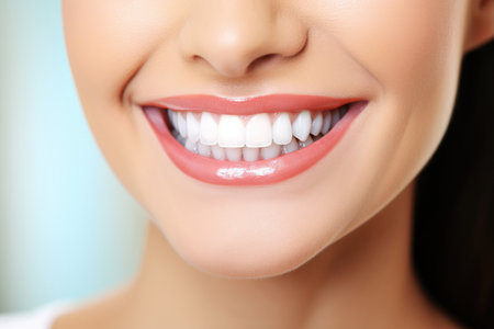 Portrait of a woman with a snow-white smile.の素材