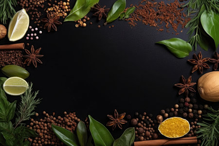 Cooking ingredients, colorful variety of spices, herbs and other ingredientsの素材