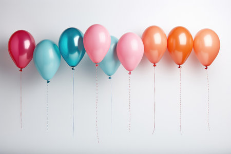 Colorful bright balloons isolated on whiteの素材