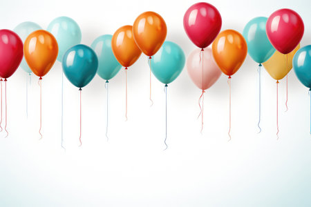 Colorful bright balloons isolated on whiteの素材