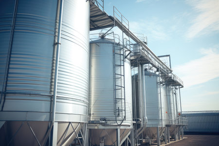 Silos on agro manufacturing plant for processing drying and storage of agricultural productsの素材