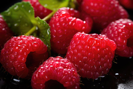 Fresh and sweet raspberries backgroundの素材