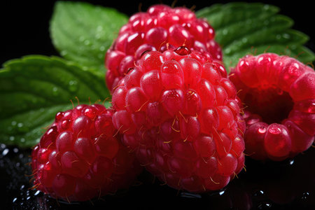 Fresh and sweet raspberries backgroundの素材