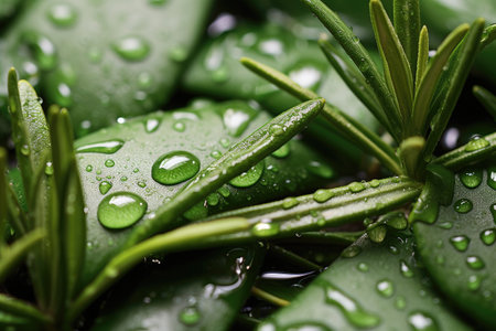green leaves rosemary close up full frame background.の素材