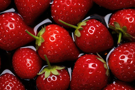 Fresh strawberries from above filling the frameの素材