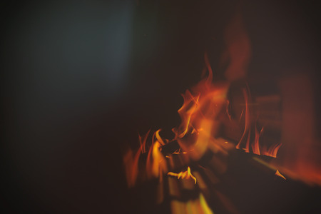 Fire flames on black backgroundの写真素材