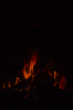 Fire flames on black background