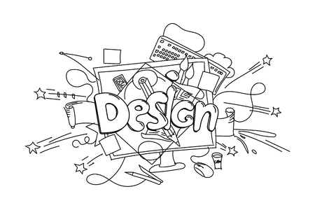 Design phrase. Vector hand drawn illustration isolated on white backgroundのイラスト素材