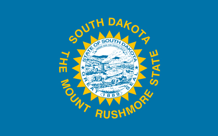 South Dakota flag. The Mount Rushmore state. Vector illustration. United States of America.のイラスト素材