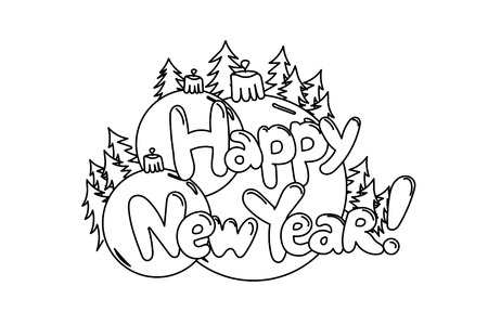 Happy New Year. Hand drawned vector illustration. 2019. New Year, Christmas. vector pathsのイラスト素材