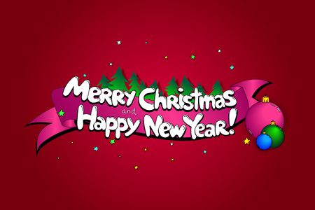 Merry Christmas and Happy New Year. Hand drawned vector creative  backgroundのイラスト素材