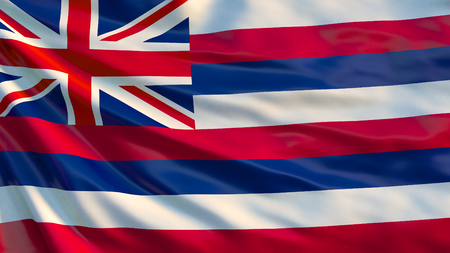 Hawaii flag. Waving flag ofHawaii state, United States of America.の写真素材