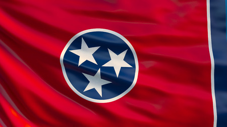 Tennessee  state flag. Waving flag of Tennessee  state, United States of America. 3D Illustrationの写真素材
