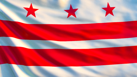 District of Columbia flag. Waving flag of District of Columbia, United States of America. 3d illustrationの写真素材