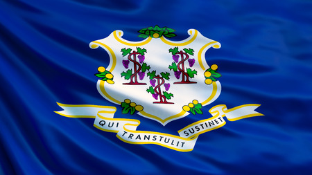 Connecticut state flag. Waving flag of Connecticut state, United States of America. 3d illustrationの写真素材