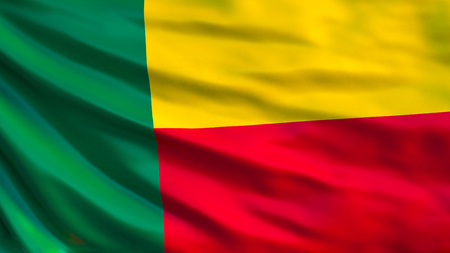Benin flag. Waving flag of Benin 3d illustration. Porto-Novoの写真素材