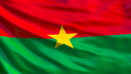 Burkina Faso flag. Waving flag of Burkina Faso 3d illustration. Ouagadougouの写真素材
