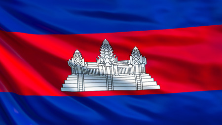 Cambodia flag. Waving flag of Cambodia 3d illustration. Phnom Penhの写真素材