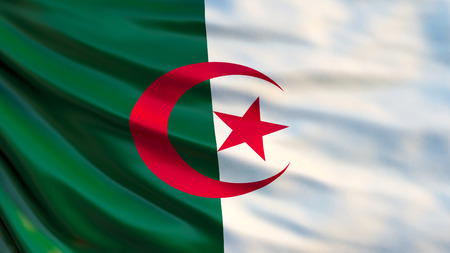 Algeria flag. Waving flag of Algeria 3d illustration. Algiersの写真素材