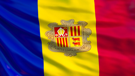 Andorra flag. Waving flag of Andorra 3d illustration. Andorra la Vellaの写真素材