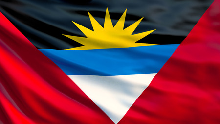 Antigua and Barbuda flag. Waving flag of Antigua and Barbuda 3d illustration. Saint John'sの写真素材