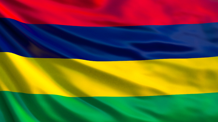Mauritius flag. Waving flag of Mauritius 3d illustration. Port Louisの写真素材