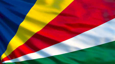 Seychelles flag. Waving flag of Seychelles 3d illustration. Victoriaの写真素材