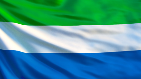 Sierra Leone flag. Waving flag of Sierra Leone 3d illustration. Freetownの写真素材