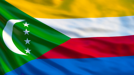 Comoros flag. Waving flag of Comoros 3d illustration. Moroniの写真素材