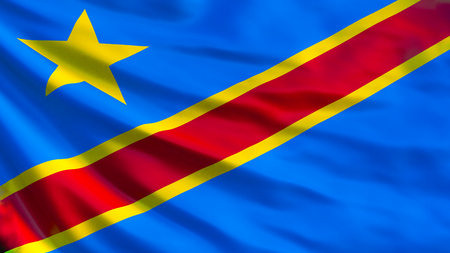 Democratic Republic of the Congo flag. Waving flag of Democratic Republic of the Congo 3d illustration. Kinshasaの写真素材