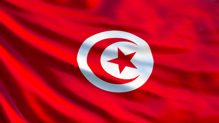 Tunisia flag. Waving flag of Tunisia 3d illustration. Tunisの写真素材