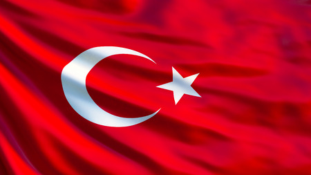 Turkey flag. Waving flag of Turkey 3d illustration. Ankaraの写真素材